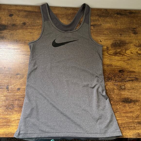 Nike Charcoal Gray Racerback Athletic Tank Top - Picture 2 of 7